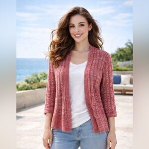 Christopher & Banks Pink Peach Knit Cardigan Sweater